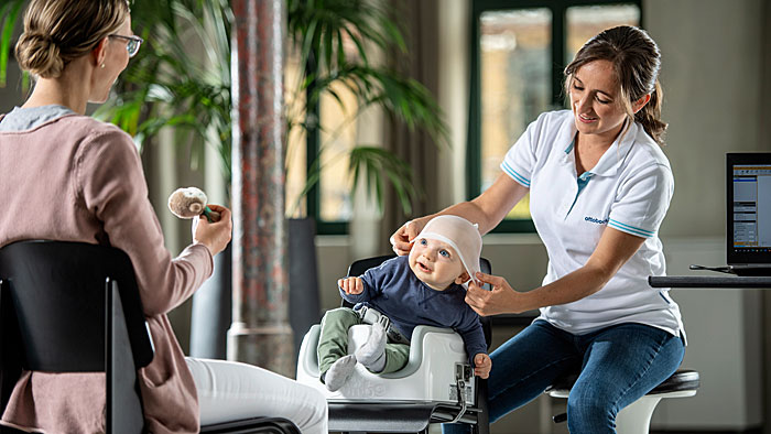 Vorbereitung für die digitale Erfassung der Kopfdeformität eines Babys